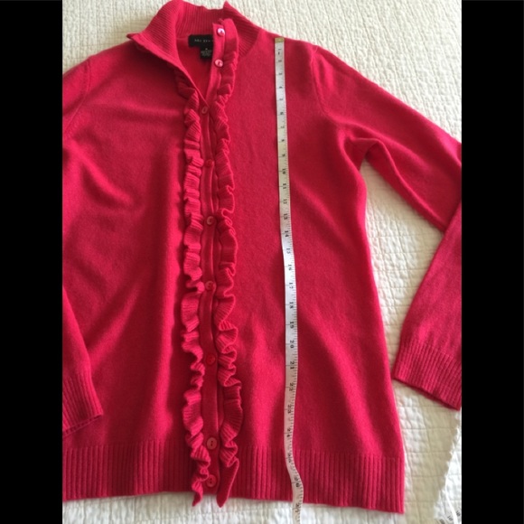 Like New McDuff rose cashmere cardigan w/front ruffle - Picture 6 of 6